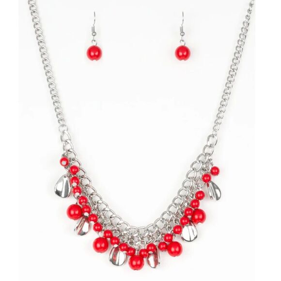 Summer Showdown Red Necklace (318) - Picture 2 of 3